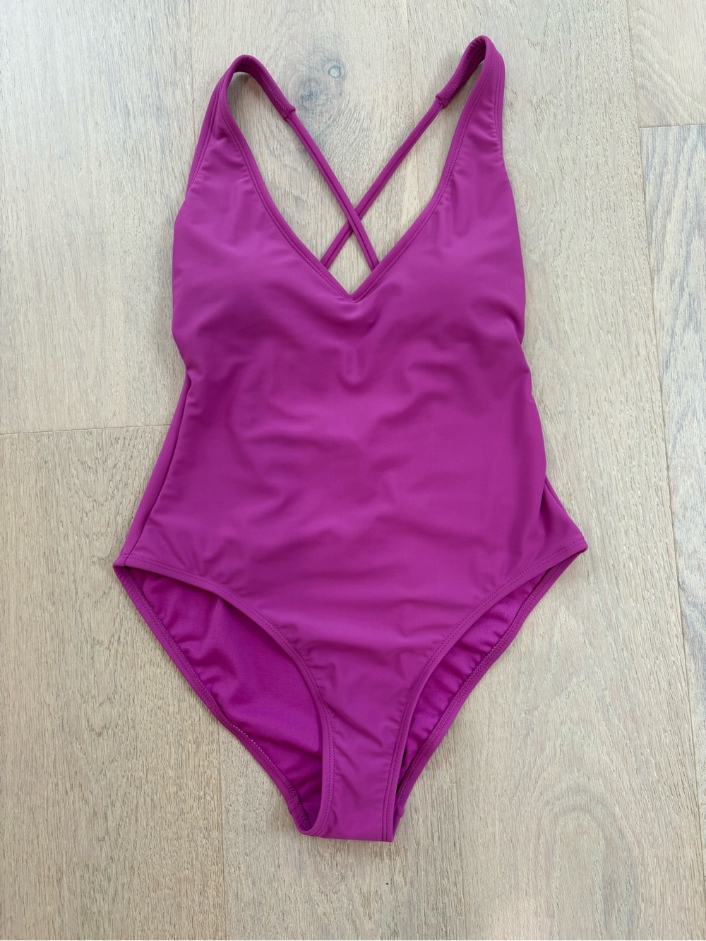 Women’s Magenta One-Piece Swimsuit with Crisscross Straps BNWT